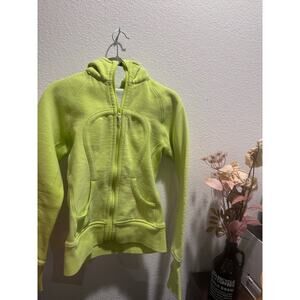Lululemon Scuba Hoodie Neon Yellow Size‎ 4 Full Zip (Zipper Pull Missing)